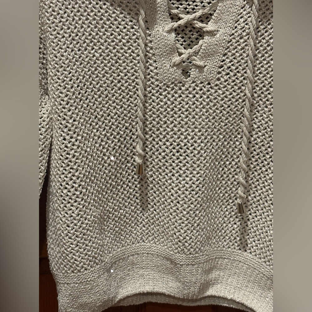 Joie Lace Up Open Stitch Pullover Sweater with Sequins - NWT - Picture 13 of 14